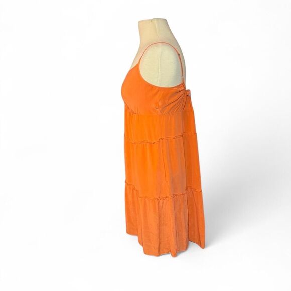 BCBGMaxAzria Women's Orange Spaghetti Strap Tiered Mini Dress Size Small - Picture 5 of 6